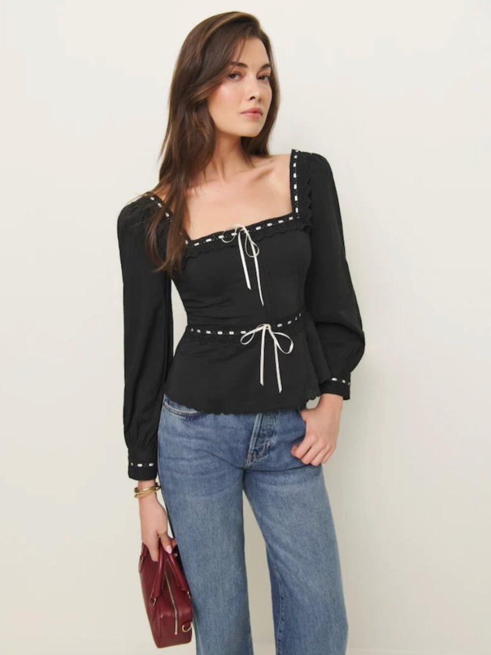 Reformation Haisley Top Black Sz 4